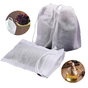100 Bolsitas de Té Desechables para Té de Hojas Sueltas con Cordón, <span class=keywords><strong>Material</strong></span> de Papel de Pulpa de Madera Natural - Product Image 1