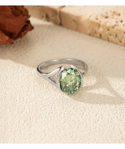 S925 <b>Silver</b> Niche Luxury Green Gemstone <b>Silver</b> <b>Ring</b> Elegant Oval CZ <b>Solitaire</b> Promise Band Statement Band for Women - Product Image 4