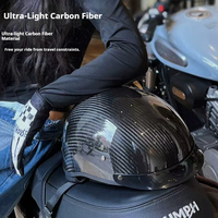 Casque de moto rétro en fibre de carbone personnalisé en gros d'usine avec doublure confortable et lunettes de protection