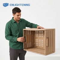 Panier pliable en plastique imitation bois, caisse à lattes ventilée, empilable, pour l'emballage et le transport de produits