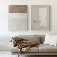 Peinture à l'huile sur toile minimaliste, texture Wabi Sabi, peinture à l'huile faite à la main, encadrée, Art déco pour chambre d'hôtel