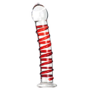 Colored Striped Transparent Glass <strong>Dildo</strong>, Female Masturbator Sex Toy - Product Image 3