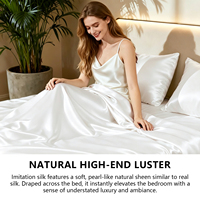 Parure de lit de luxe en soie imitation quatre pièces, taies d'oreiller en satin, drap-housse, housse de couette, douce et brillante, pour décoration de chambre, fournisseur en gros