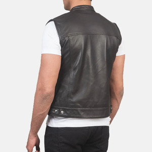 Gilets en cuir véritable de style tendance pour hommes – Qualité supérieure, respirants, pour motards, avec logo personnalisé, gilets en cuir à la mode - Product Image 4