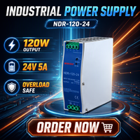 Kompatibilitas tinggi Mwish Ndr-120-24 120W 24V 5A peralatan pertambangan Din Rail Smps sakelar catu daya