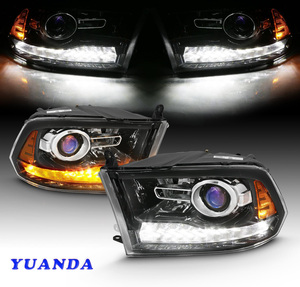 Feux avant LED pour Dodge RAM 2009-2018, faisceau haut, faisceau bas, clignotants, feux de jour (<span class=keywords><strong>DRL</strong></span>) avec bleu, 12V, compatibles avec les phares Dodge Ram - Product Image 2