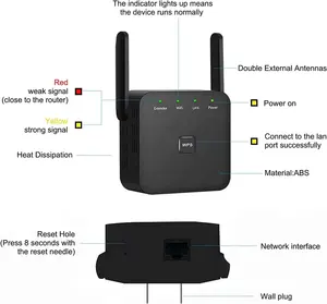 Repetidor extensor WiFi de gran venta 2023 con puerto Ethernet 300Mbps amplificador de señal inalámbrico para el hogar