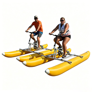 Hailebao Vélo aquatique à pédales pour <span class=keywords><strong>2</strong></span> personnes, cadre en alliage d'aluminium, flotteur <span class=keywords><strong>gonflable</strong></span>, vélo aquatique jaune, bateau à pédales flottant pour les sports nautiques - Product Image 1