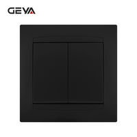 Interrupteurs muraux GEYA personnalisés, norme européenne, 82*82mm, PC, 10A 250V, 2 gangs, 1 voie, étanches, durables, IP20, minimalistes