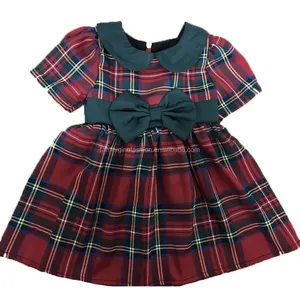 Plaid rosso Vestito Commercio All'ingrosso Personalizzati Ragazze Di Natale Vestito Plaid Rosso