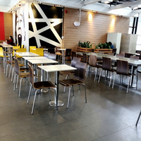 Schnelle Lieferung Günstiger Preis Moderne Fast-Food-Möbelgarnitur Gebogene Holz-Restaurantstühle und Marmortisch