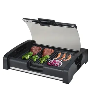 kitchen products barbeque Smokeless Electric Removable Griddle Plates Nonstick Cooking Surfaces Glass Lid grille lights