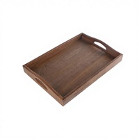 Plateau de service en bois poli finition rustique, structure robuste, durable, idéal pour les fêtes, la restauration à domicile, couleur naturelle
