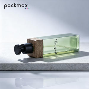 Bouteille à pompe avec bouchon imitation bois |   Mousse nettoyante pour le corps et le visage, démaquillant, huile de douche, distributeur carré - Product Image 3