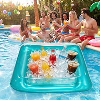 Accessoires pour fête au bord de la piscine, plateau flottant gonflable pour boissons, porte-gobelets en PVC écologique épais, panier à nourriture pour l'été et la plage