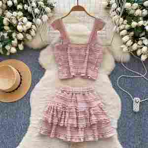 Ensembles Y2K pour femmes : Haut bustier et jupe taille haute – Vêtements américains en gros - Product Image 4