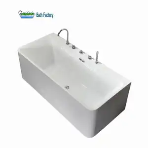 Hot Sale 1600mm Rectangular Shape Acrylic Freestanding Soaking Bath Tub With Shower