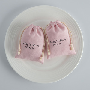 Sacs en coton avec cordon de serrage Ling's Store, rose, 7x9 cm, emballage pour bijoux, logo personnalisé - Product Image 4