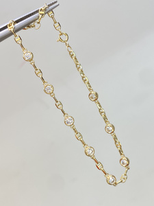 Pulsera Xinfly Classic de Oro Amarillo de 18k con Diamante Natural de 1.00ct y Cadena de Burbujas Tipo Nariz de Cerdo - Product Image 3