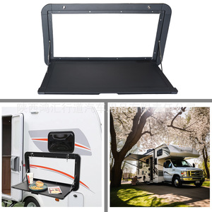 External Folding <b>Table</b> Aluminum Alloy <b>Wall</b> <b>Mounted</b> RV <b>DINING</b> <b>Table</b> With Lockable Shelf For Outdoor Use - Product Image 1