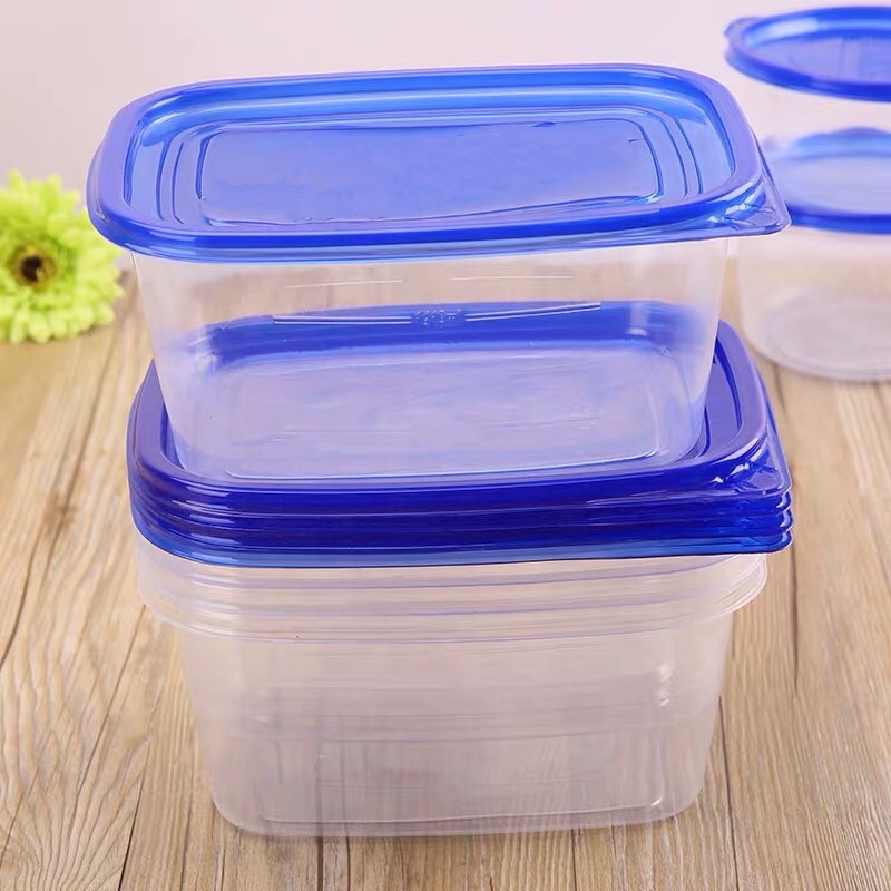 塑料食品容器套装,带气密盖蓝色/透明