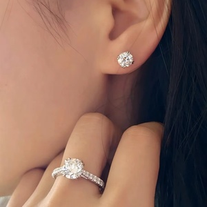 เครื่องประดับ Qinglong CVD HPHT ต่างหูเพชรสตั๊ดรูป0.5ct 3ct d/vvs ทองคำ14K/18K โรเดียมชุบ4ง่ามคลาสสิก IGI - Product Image 4