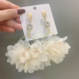 Elegante Blume baumeln Ohrringe S925 Nadel Spitze Blütenblatt Ohrringe für Frauen Party