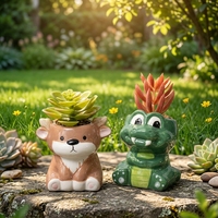 Pots de fleurs en céramique en forme d'animaux de dessin animé pour plantes succulentes - Respirants, résistants à la corrosion, créatifs, pour la maison et le jardin