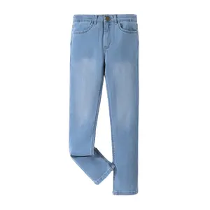 Großhandel kinder lässige blaue Denim-Jeans mit einfachem Design für Kinder im Alter von 4-10 Jahren verschiedene stilvolle Modemöglichkeiten