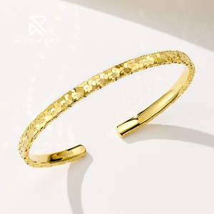 Pulsera abierta brillante de moda Rochime, brazalete de Plata de Ley 925, joyería fina, pulsera chapada en oro para mujer - Product Image 4