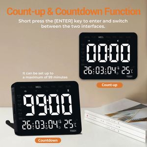 นาฬิกาตั้งโต๊ะดิจิตอลเวลาวันที่อุณหภูมิความชื้นจอแสดงผลปลุกซูนซ์นาฬิกาปลุกห้องนอนสำนักงานห้องนั่งเล่นตกแต่งบ้านทันสมัยมีสไตล์ USB - Product Image 4