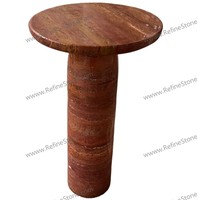Table de chevet en travertin beige naturel, table de nuit en pierre naturelle pour mobilier de chambre à coucher de luxe