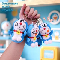 Porte-clés en peluche Doraemon bleu mignon avec rembourrage en coton PP super doux, taille de 11 à 30 cm, figurine de dessin animé pour couple