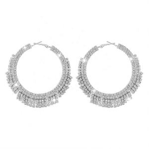 European American Retro Style Alloy Geometric Earrings Exaggerated Claw <b>Chain</b> Rhinestone Tassel Large Circle Hoop Sexy - Product Image 5