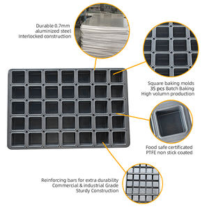 Bandeja de Hornear Comercial de Acero Aluminizado Antiadherente, Molde <span class=keywords><strong>para</strong></span> Cupcakes y Muffins Cuadrados de 35 Cavidades, Bandeja <span class=keywords><strong>para</strong></span> Hornear Industrial - Product Image 2