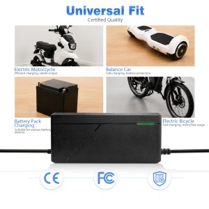 <span class=keywords><strong>Chargeur</strong></span> <span class=keywords><strong>de</strong></span> <span class=keywords><strong>batterie</strong></span> pour vélo électrique 48V, adaptateur d'alimentation pour <span class=keywords><strong>batterie</strong></span> Li-ion 54.6V 2A pour vélo électrique et trottinette avec pack d'éclairage LED rouge et <span class=keywords><strong>vert</strong></span> - Product Image 5
