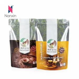 Shantou Glossy Stand Up Ziplock Coffee Bean Bags Impresión personalizada para el mercado árabe