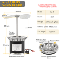 Moteur soufflant d'air asynchrone monophasé à axe long haute température YCZX 45W KL-45 220V 1400 tr/min 130mm, engrenage, garantie 1 an - Vente chaude