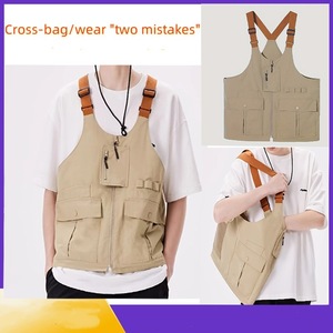 Gilet fonctionnel pour homme, kaki, grandes poches, vêtements de travail en plein air, vêtement de superposition, unisexe adulte - Product Image 5