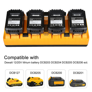 Cargador rápido multipuerto DCB104-Compatible con batería de 20V DCB200B y DCB206