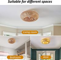 Ventilateur de plafond vintage à cage en bambou de 20 pouces avec télécommande, luminaire pour chambre à coucher