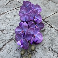 BF-OD01 Fleurs d'orchidées artificielles Phalaenopsis blanches à toucher réel, 9 têtes, tige unique, orchidées bleues, vente en gros