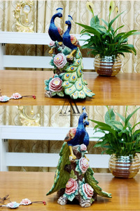 تمثال طاووس للديكور قطعة عرض تمثال السيراميك التذكاري للطاووس قطع ديكور المنزل - Product Image 4