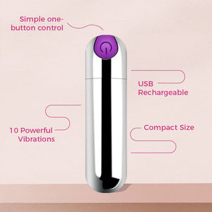 Stimolatore Clitorideo Punto G Impermeabile Silver Bullet <span class=keywords><strong>Vibratore</strong></span> Ricaricabile USB a 10 Velocità con Confezione Regalo - Product Image 2