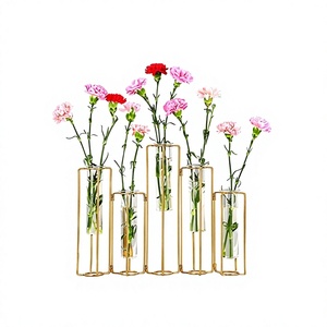 Minimalist stainless steel Tabletop Vase <b>Set</b> Gold Finish Holds Water Decorative for Home Office Wedding Centerpiece - Product Image 1