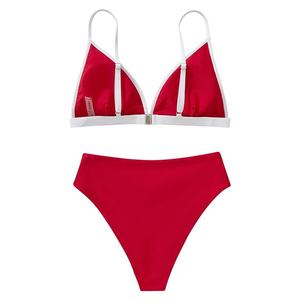 Bikini de Dos Piezas Personalizado de Verano, Tejido Reciclado, Cintura Alta, Sexy, Triangular, de Secado Rápido, con Push-Up y Tanga en V para Mujeres Jóvenes - Product Image 4