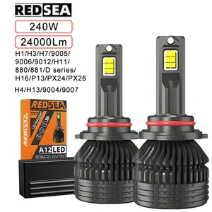 REDSEA 240W 30000LM L12 Highest Power H4 H11 9005 9006 LED Headlights Bulb Wholesale Pice Auto H1 H3 H7 Led Headlight For Car