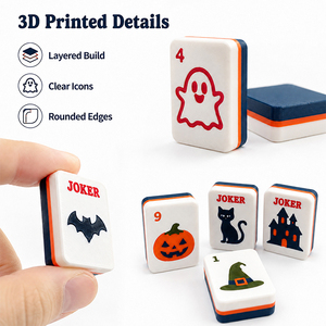 Jeu de Mahjong d'Halloween imprimé en 3D : Tuiles effrayantes (Fantôme, Citrouille, Toile d'araignée) – Coffret Cadeau de Jeu de Société - Product Image 4