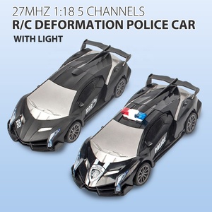 27mhz 1/18 مقياس سيارة شرطة لعب التحكم عن بعد تحويل تشوه لعبة روبوت سيارة مع ضوء صاروخ على شكل تحويل سيارة لعبة - Product Image 2