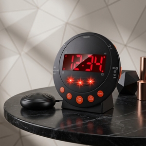 Double réveil sonique moderne extra fort style bombe à retardement avec affichage numérique et fonction vibrante - Product Image 1